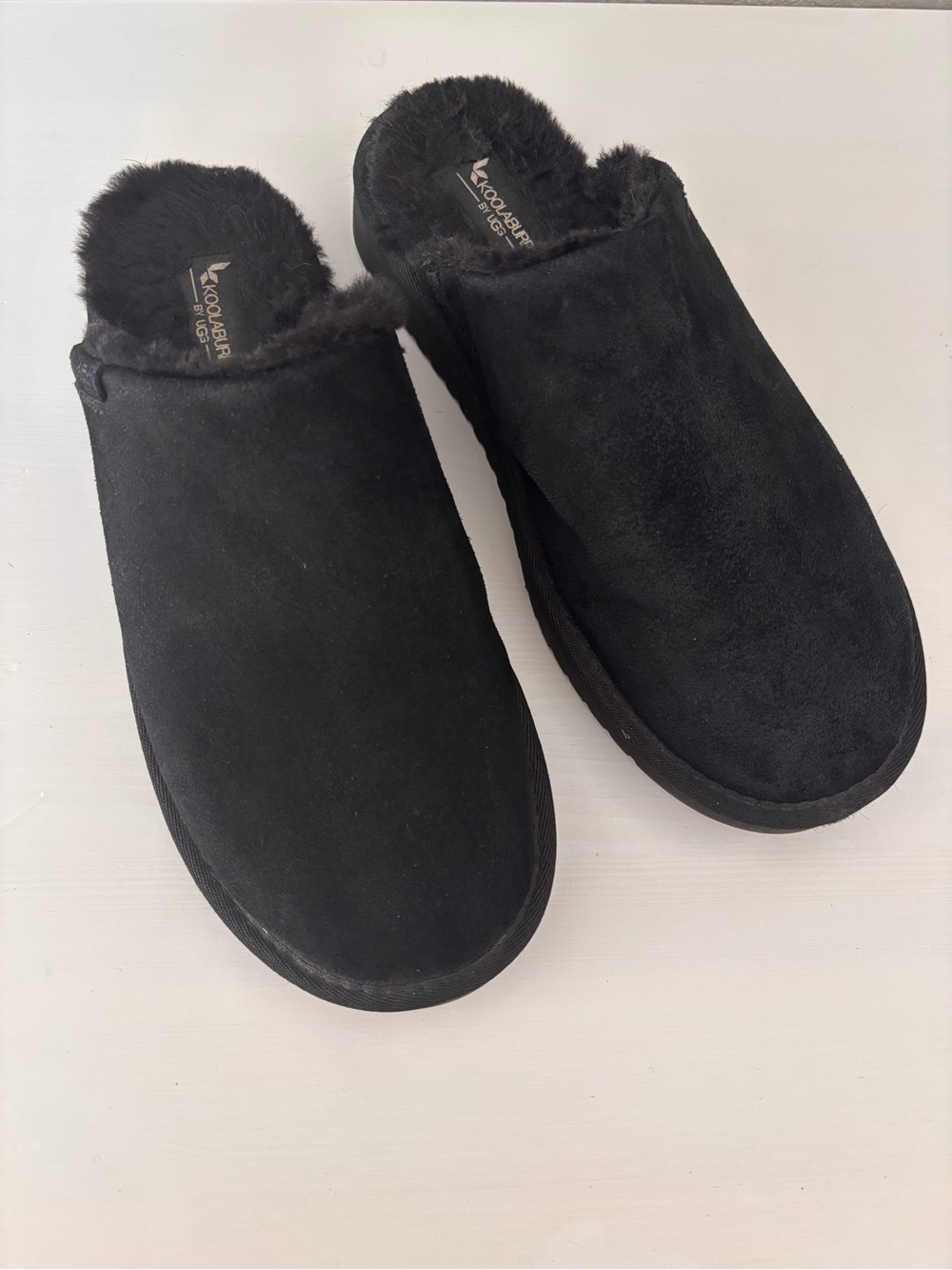 KOOLABURRA by UGG Suede/ Faux Fur Mule Slippers